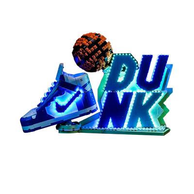 适用于乐高耐.克联名43008NikeDunk运动鞋积木灯饰配件收纳展示盒