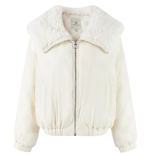 秋水伊人短款拉链白色羽绒服女2025冬季新款气质温柔慵懒毛领外套