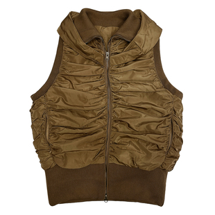 机能工装亚亚古早感日系复古vintage风格褶皱设计感马甲背心女