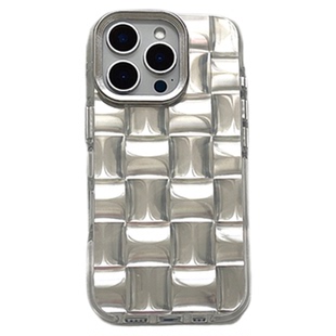 SHERRY*ins冷淡风高级感银色方块格子平面适用于苹果16ProMax手机壳iPhone15Pro小众少女心14简约13清新卡通