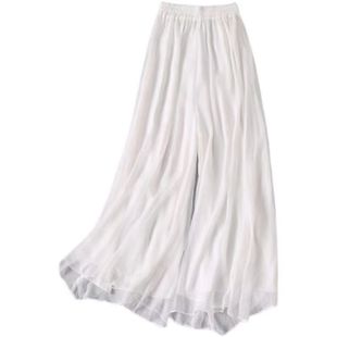 旗袍打底裤中国风汉服衬裤夏季薄款奥黛白色长裤百搭阔腿裤禅意裤