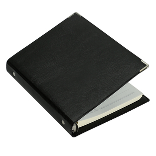 a5商务活页本笔记本定制logo可替换内芯金属边角6孔皮面b5记事本