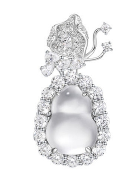 蝴蝶葫芦水沫玉围镶吊坠项链女