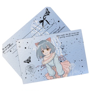 沉墨明信片定制8张一套配硫酸纸信封个性明信片diy照片打印创意卡片自制可邮寄祝福明信片白卡纸珠光纸印刷