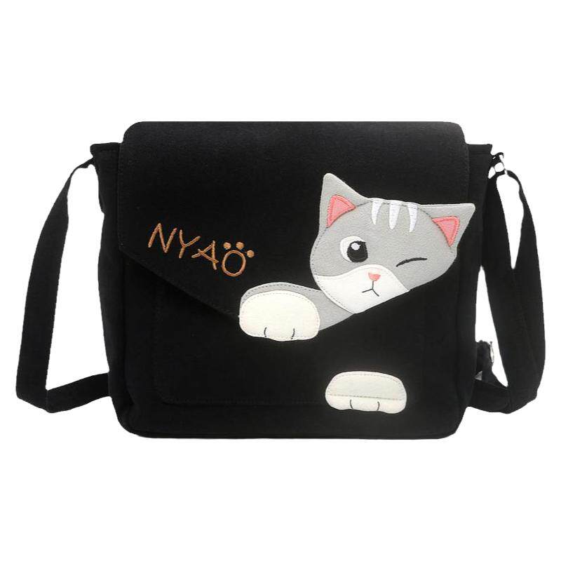 kinecatkine猫纯棉布学生小方包