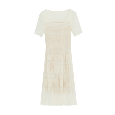 谜底2022夏季新款高端复古收腰连衣裙蕾丝长裙晚礼裙222GL0701