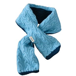 Lagur英国复古绞花＜双面戴＞100%羊毛交叉式围脖儿童围巾保暖冬