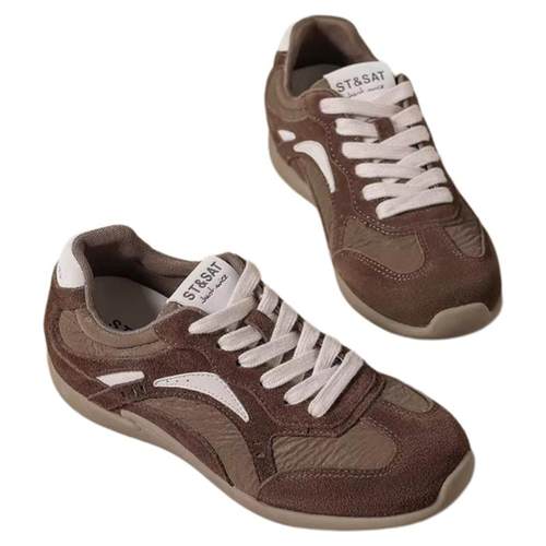 星期六红色德训鞋女鞋子经典运动鞋阿甘鞋内增高休闲鞋女款美拉德