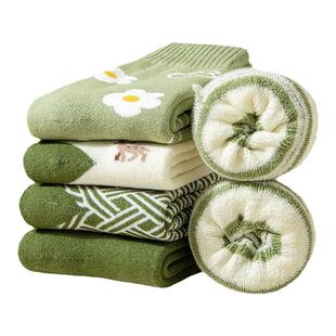 厚袜子女冬季秋冬加绒保暖中筒袜2023新款加厚棉袜月子袜产后长款