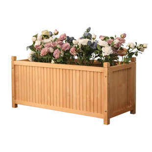 户外防腐木花箱组合庭院长方形花槽白色花盆露台种植箱花园种菜箱