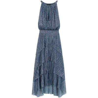 Maje春夏女装法式简约优雅收腰修身无袖性感挂脖长款蛋糕连衣裙