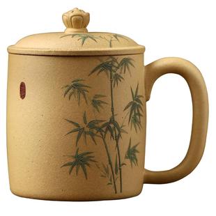 宜兴原矿紫砂本山绿泥全纯手工正品主人杯大容量男女士盖杯办公杯