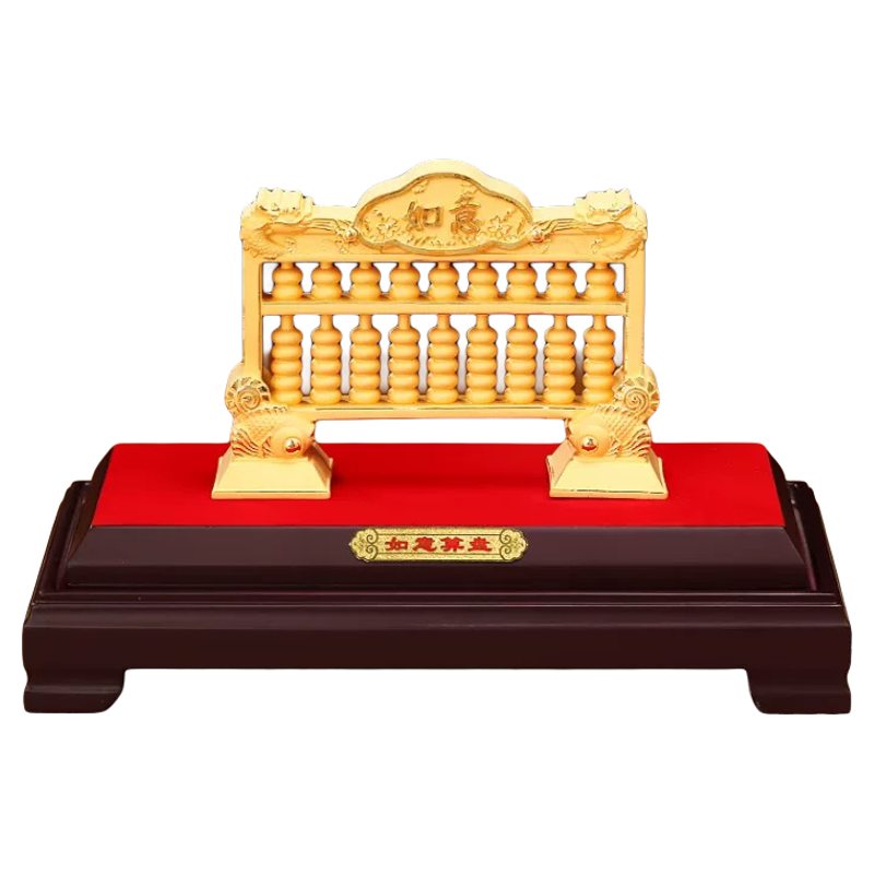 铜礼阁绒沙金如意算盘摆件招财