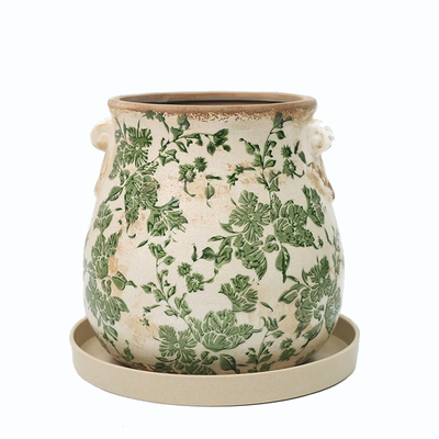 北欧粗陶透气美式复古做旧花盆