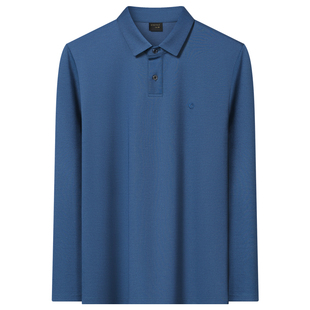 春秋季男士极简商务休闲风长袖翻领POLO衫修身打底衫T恤男装新款