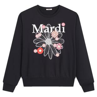MARDI小雏菊卫衣女士时尚圆领新款宽松休闲百搭长袖上衣黑色少女