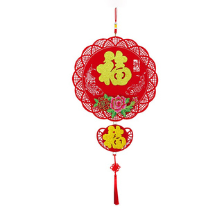 2026马年春节新款立体绒布毛毡中国结福字大小号挂件挂饰客厅装饰