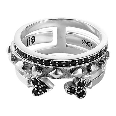 NATIVE STRANGER扑克四花色叠戴戒指925银