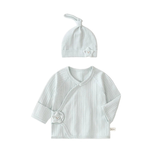 新生婴儿半背衣服春秋款初生宝宝上衣送胎帽子四季款半背和尚服