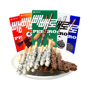 乐天派派乐脆米棒韩国进口巧克力扁桃仁曲奇颗粒网红解馋零食夹心