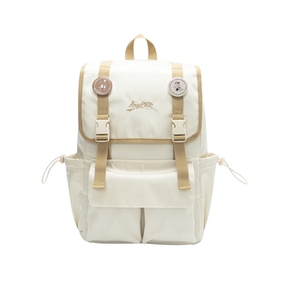 森马包盖式通勤双肩包男大容量电脑包学生书包复古学院情侣背包女