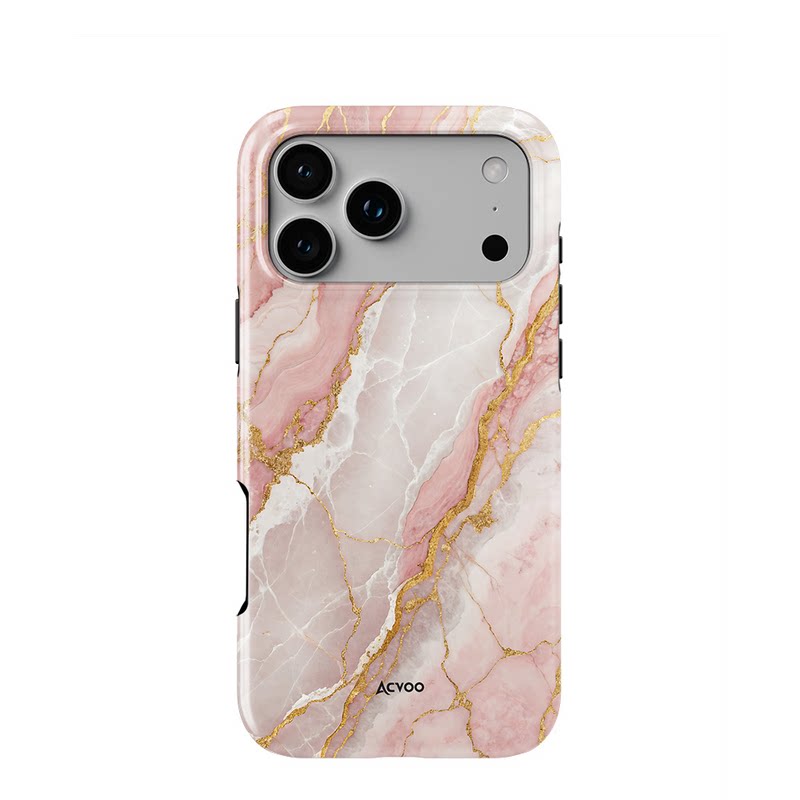 Acvoo粉雾金岚鎏金仿真大理石iPhone17Promax保护16适用于苹果15手机壳14防摔壳13不褪色12环保Air全包