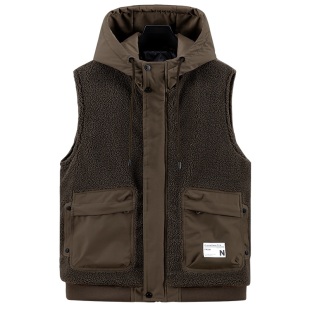 秋冬季学生帅气保暖连帽坎肩二棉时尚背心大童百搭羊羔毛马甲外套