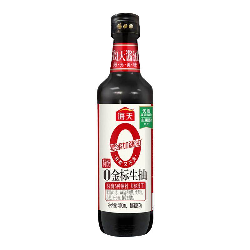 海天0金标生抽500ml家用大瓶特级酿造酱油凉拌炒菜调味料非转基因