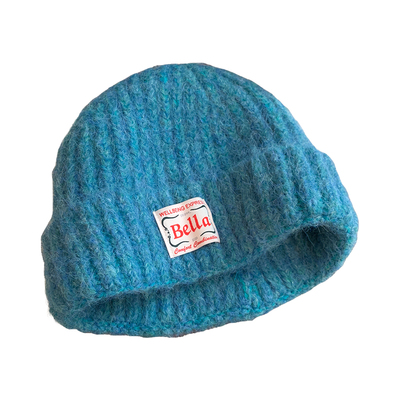 大头围蓝色加厚保暖毛线帽子女秋