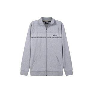 HUGO BOSS SS23 字母印花立领拉链开衫运动卫衣 男款 灰色