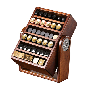 异丽实木口红收纳盒梳妆台桌面化妆品唇釉粉饼化妆刷大容量置物架