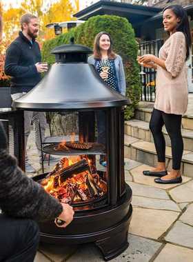 跨境欧美花园复古烧烤炉美式庭院烧烤取暖火炉别墅柴火取暖炉厂家