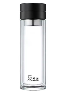 希诺正品双层隔热茶水分离玻璃杯