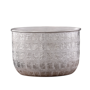 傣族银钵999纯银纯手工雪花银钵大容量食用熟银餐具足银银碗银盆