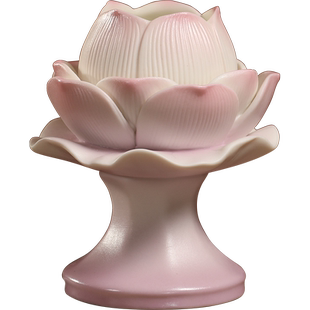 微美 陶瓷粉莲佛具全套供具大全供佛套装佛前供奉用品供果盘摆件