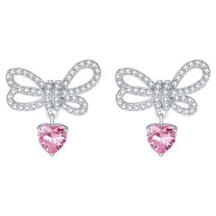 周大生蝴蝶结耳环纯银女轻奢小众简约气质耳钉耳饰品生日礼物饰品