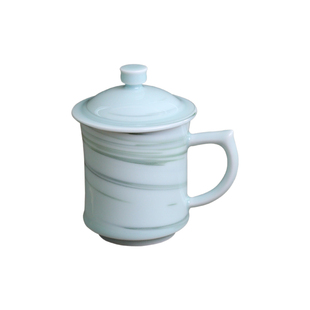 手工绞胎女士茶杯高端礼品杯送客户轻奢青瓷男士高档办公杯送领导