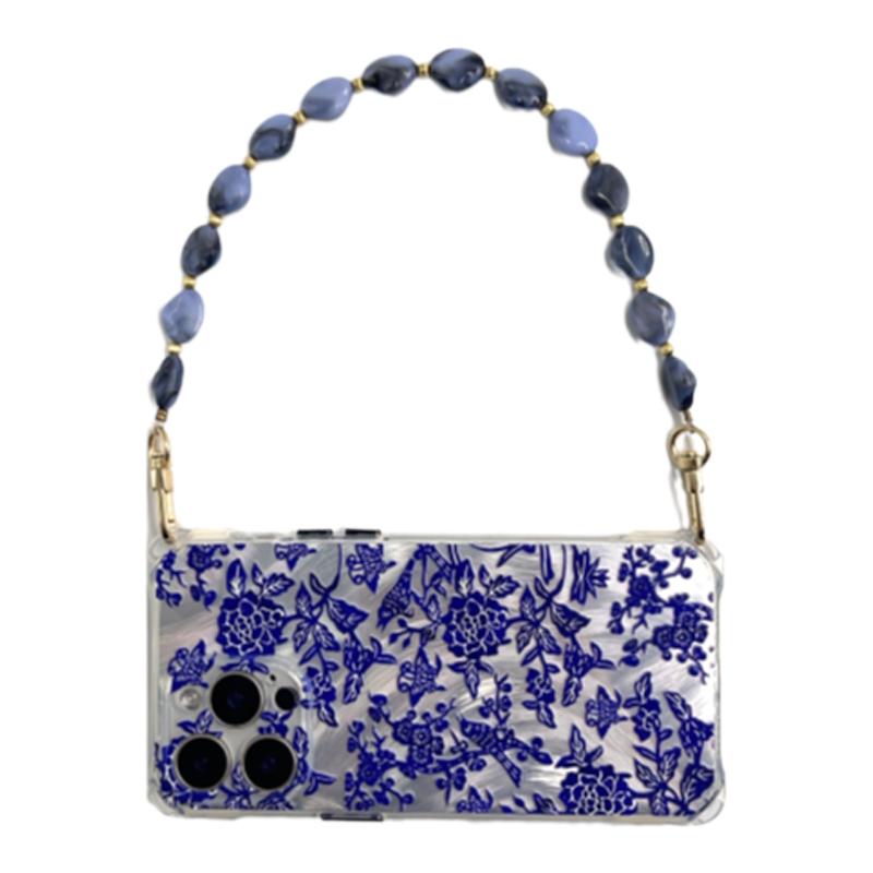 中国风青花瓷17Promax挂绳手机壳适用nova14荣耀小米15苹果iPhone16斜挎侧背式华为mate70Pro手提手链条国潮