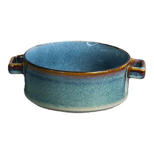 〖双耳碗冰裂釉〗复古日式窑变陶瓷食堂宿舍吃饭粥碗沙拉碗家用碗