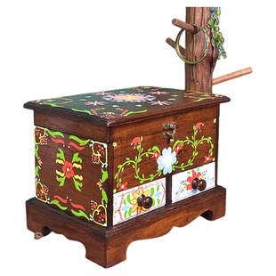 饰品盒收纳盒耳环项链戒指手表串珠实木多层带锁复古中新式首饰盒