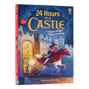 Usborne出品 城堡里的24小时 英文原版绘本 24 Hours in a Castle 中世纪历史科普 全景找找看 亲子趣味互动 时序清晰史实严谨