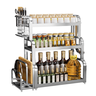 304不锈钢厨房调料置物架家用台面多功能油盐酱醋调味品收纳架子