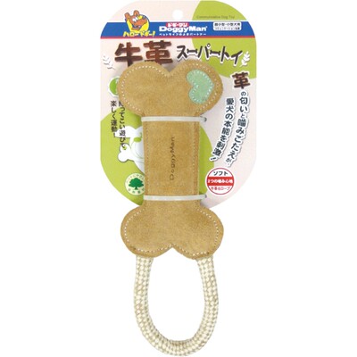 日本多格漫牛革棉绳动物磨牙玩具