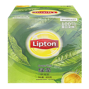 包邮立顿绿茶200袋400克黄牌精选红茶/绿茶/茉莉茶盒装招待用茶