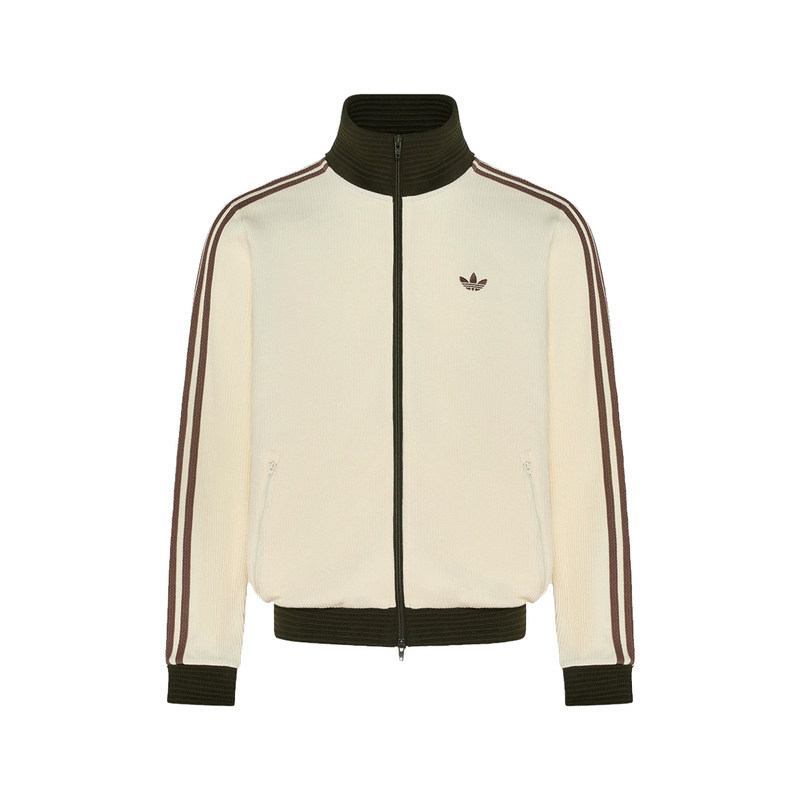 adidas三叶草宽松华夫格条纹夹克