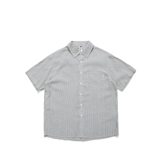 GcBrand Lab Stripe Shirt 复古基础款 日系休闲口袋条纹衬衫短袖
