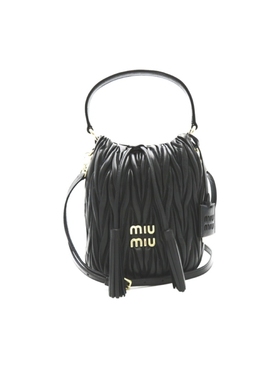 中古Miu Miu缪缪女包S级99新2way Shoulder黑色水桶包手提斜挎包