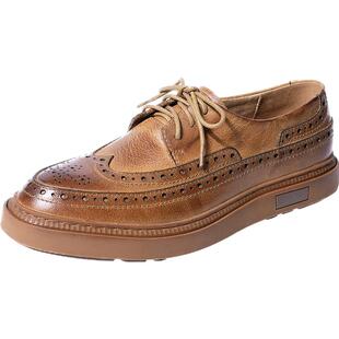 班比帝伦英伦复古头层牛皮男鞋真皮高档布洛克雕花皮鞋平底休闲鞋