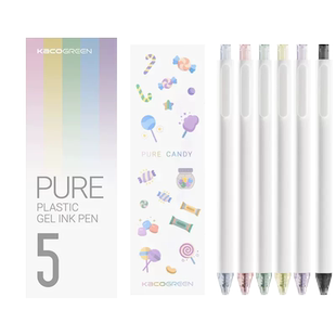 极简糖果系 KACO书源中性笔纯白杆0.5黑色芯按动水笔学生考试书写刷题黑笔文具可爱素雅冷淡风简约办公签字笔