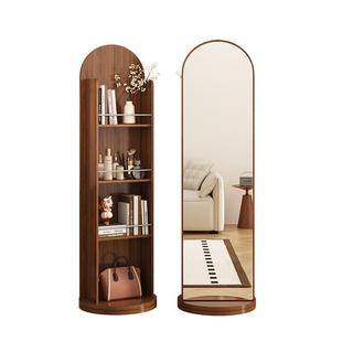 中古全身镜家用落地镜可旋转移动穿衣镜杂志书架储物一体试衣镜子